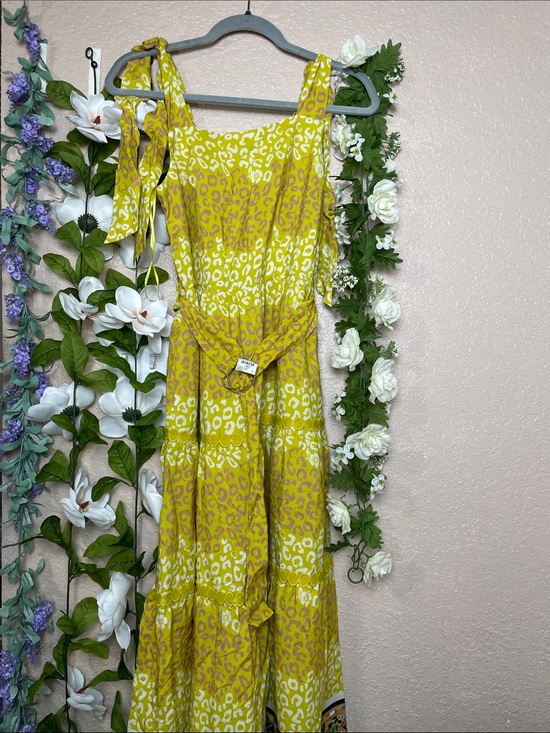 Emily Lovelock Dresses & Skirts - Sunny Yellow Leopard-Print Tie-Shoulder Maxi Dress